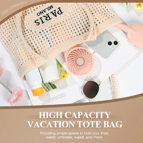 Image of Trifabricy Beach Bags for Women, Woven Straw Tote Bags,Large Beach Bag, Weaving Swim Shopping Travel Bag Waterproof