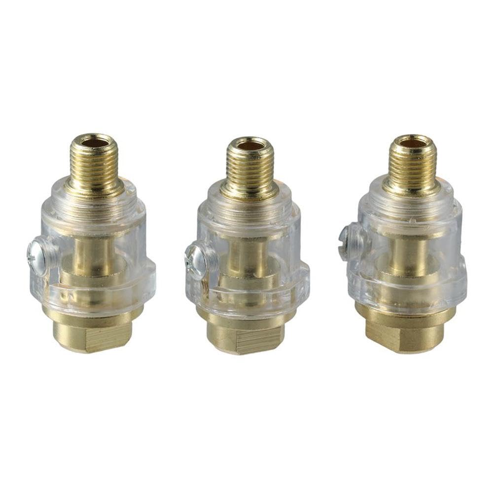 iuniq 3 Pcs Air Line Lubricator, Zinc Alloy 1/4 Inch Mini In-Line Oiler Pipe Tool for Air Compression
