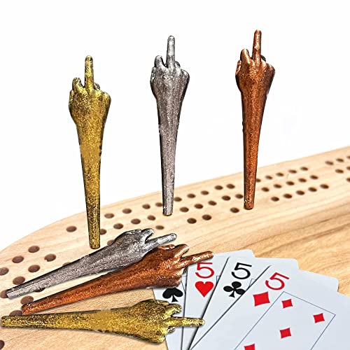 9 Pieces Funny Cribbage Pegs, 3 Colors Cribbage Pegs, Featuring Unique Finger Gestures Fits Standard 1/8