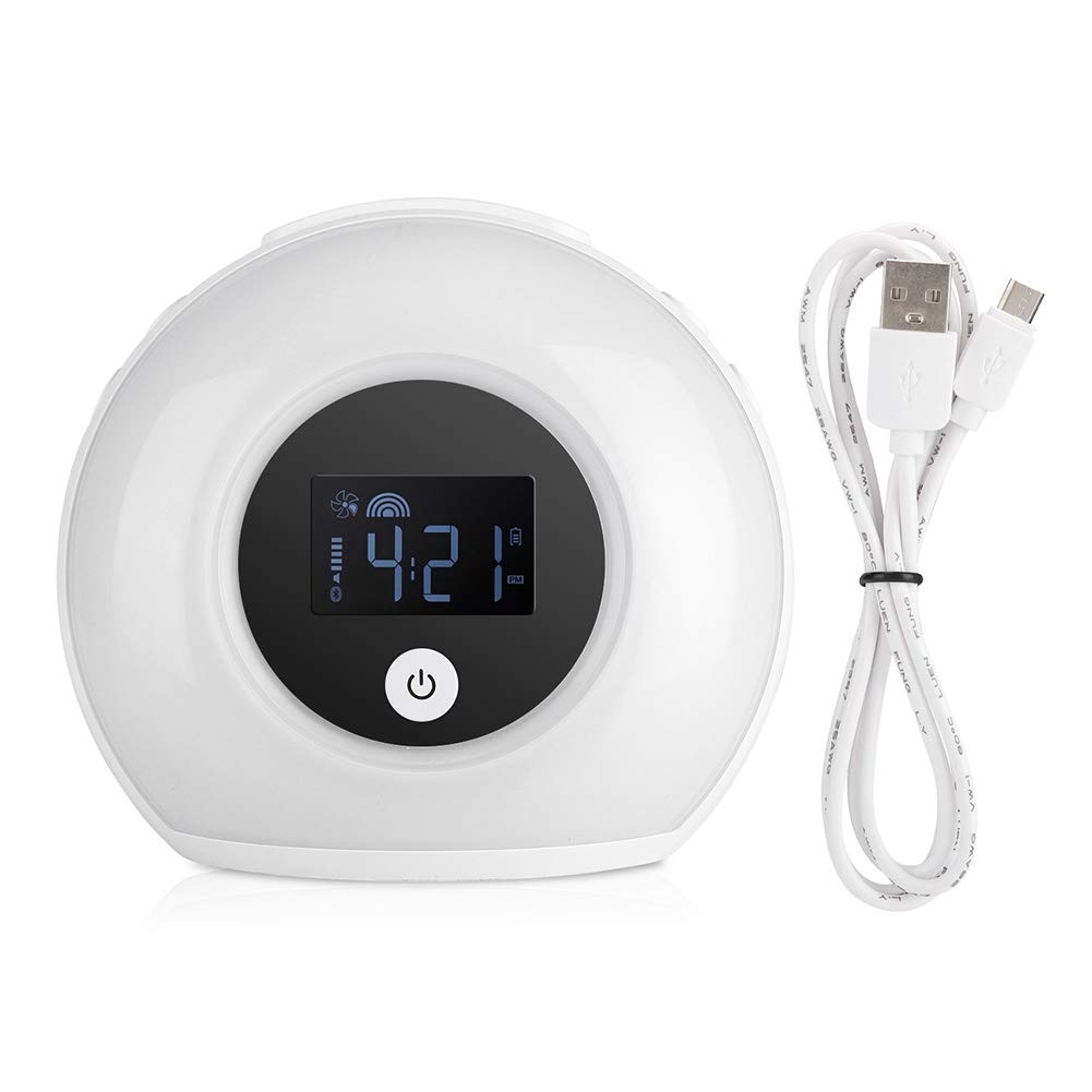 Lampada per Dormire con Musica, Sveglia con Luce Sveglia, Altoparlante, Lampada da Tavolo per Camera da Letto, 4 Livelli di luminosità, Musica Soft