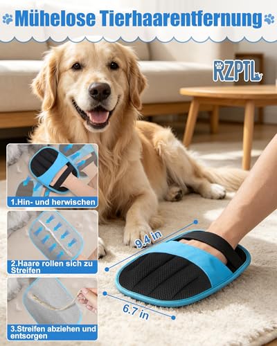 RZPTL 2er Pack Tierhaarentferner Handschuh, Fell Magnet für Hunde und Katzen (Blau) – Ansicht 3