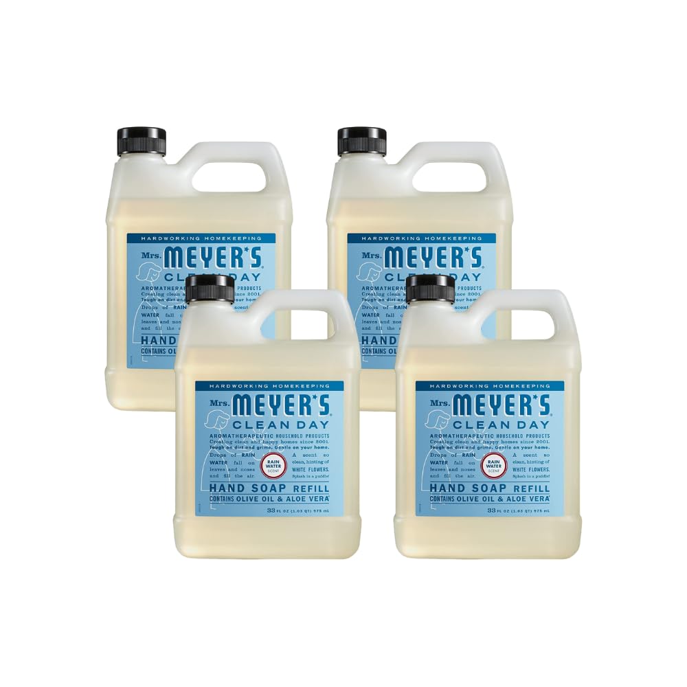 MRS. MEYER'S CLEAN DAY Hand Soap Refill Rain Water Scent 33 Fl Oz (Pack of 4)