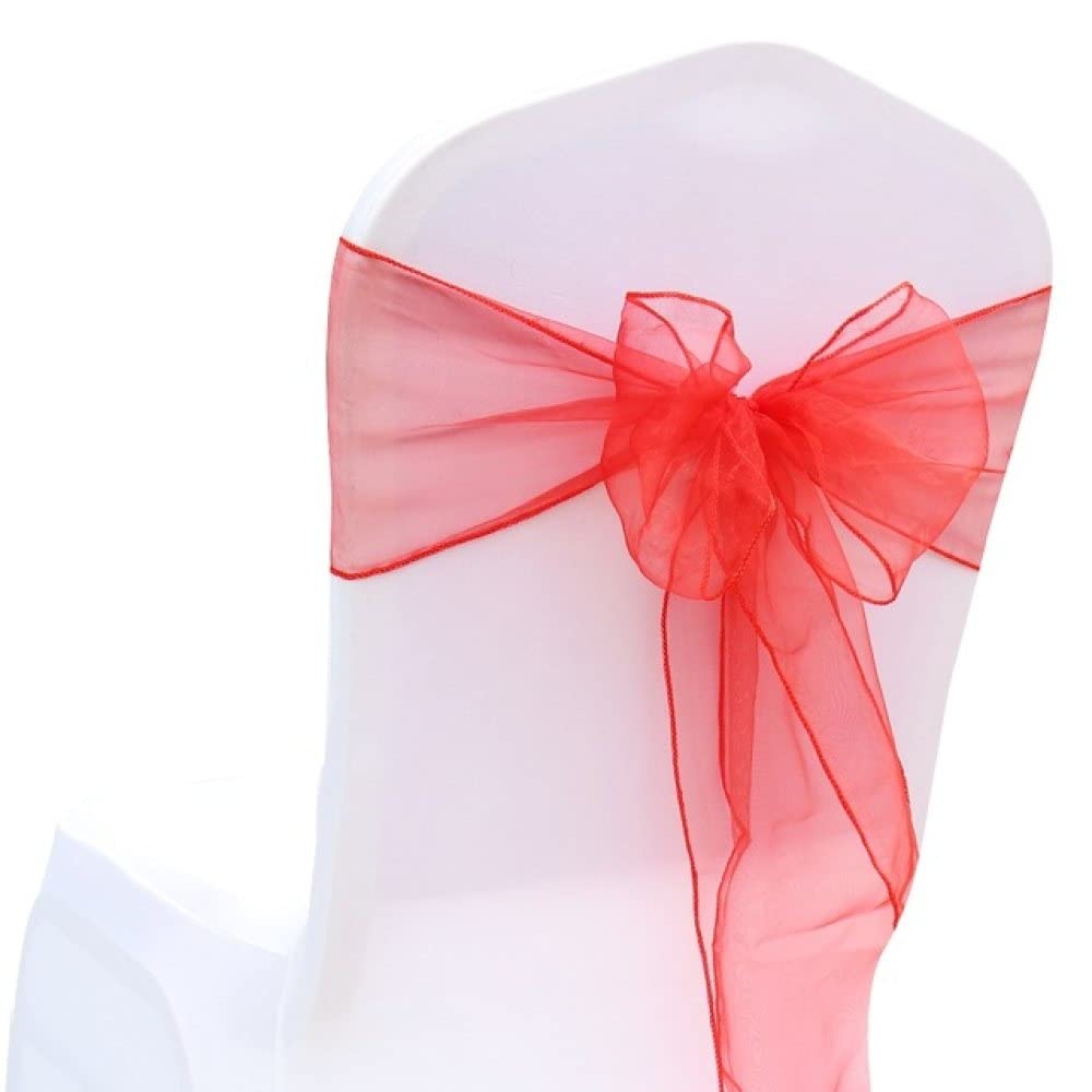 Fiocchi per sedie in organza da 25 pezzi per la cravatta della sedia del nodo della decorazione di Natale della festa nuziale di Halloween, rosso
