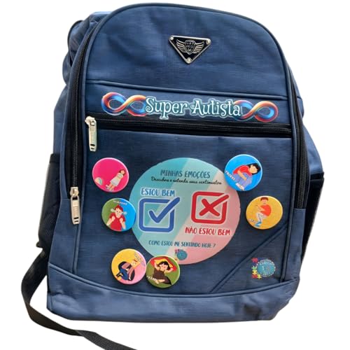 Mochila Sensorial Super Autistas + Jogo das emoções e bottons Interativos