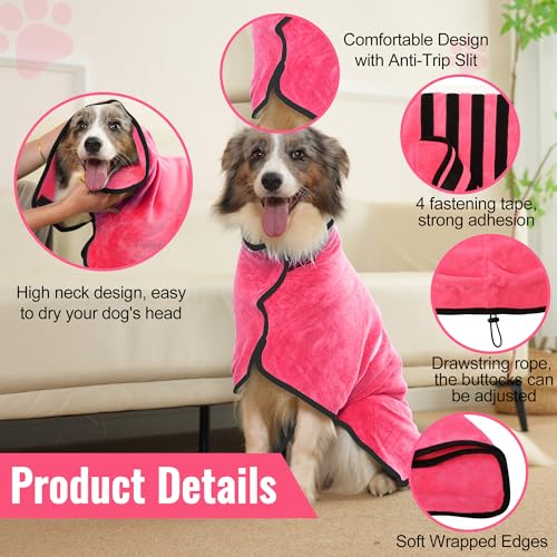 HezzLuv Hundebademantel Ultra Saugfähig Mikrofaser Hunde Trockenmantel für Schnelles Trocknen, Weiches Doppel-Layer Hundehandtuch für Welpen & Erwachsene Haustiere Katzen