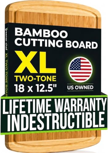 INDESTRUCTIBLE Bamboo Cutting Board (Extra Large) with Vertical Grain Strength Technology - Non...