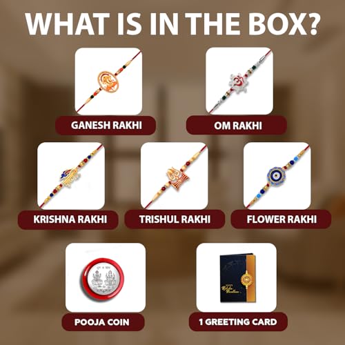 Image of Periapt Multicolour Metal Rakhi Set of 3 for Brother, Traditional Raksha Bandhan Festival Gift for the Whole Family