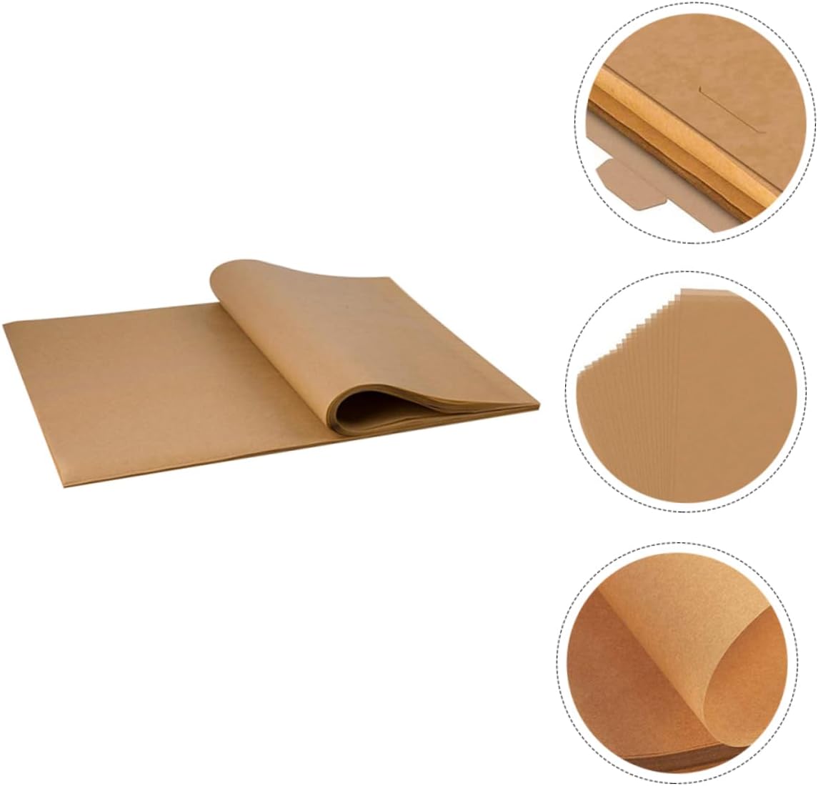 Hemobllo 200 Pcs Natural Parchment Paper Non Stick Oil Absorbing Baking Liners for Barbecue Air Fryer Oven Use Chemical High Temperature Resistant Food Grade