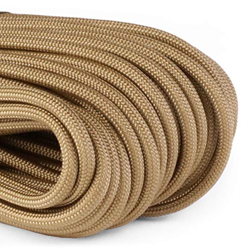 Image of Atwood Rope MFG 550 Paracord 100 Feet 7-Strand Core Nylon Parachute Cord Outside Survival Gear Made in USA | Lanyards, Bracelets, Handle Wraps, Keychain (Tan)