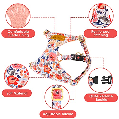 SlowTon No Pull Dog Harness with Leash - Soft Lightweight Floral Pattern Puppy Harness, Adjustable Pet Harness for Small Medium Dogs (Flower XXS) - Image 6