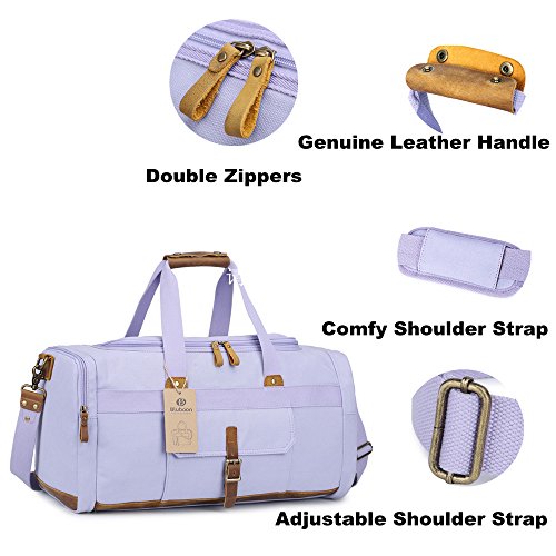 BLUBOON Weekender Overnight Duffel Bag with Shoes Compartment for Women Men Canvas Weekend Travel Tote Carry On Bag (Purple)