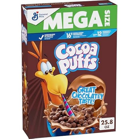 Cocoa Puffs, Chocolatey Breakfast Cereal, Made with Whole Grains, Mega Size, 25.8 oz Cover