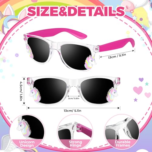 2 Pieces Kids Sunglasses Girl, Cute Unicorn Sunglasses UV Protection Toddler Eyewear for 3-12 Outdoor Beach Party Dress Up Glasses Girl Gifts2