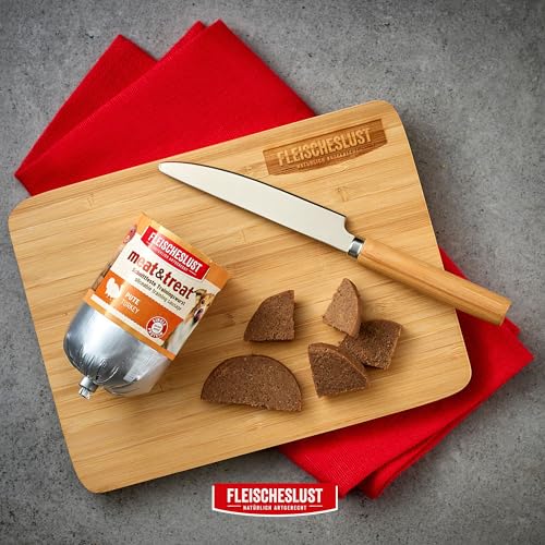 Fleischeslust Hundewurst, Meat&Treat Pute (15x200g), schnittfeste Trainingswurst, Hundefutter für ausgewachsene Hunde