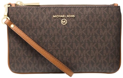 Michael Kors Jet Set Charm Medium Top-Zip Wristlet, Gold-Tone Hardware/Brown/Acorn