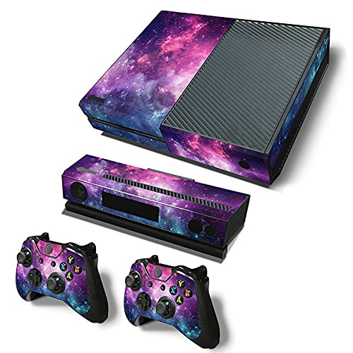 Image of Vinyl Skin for Xbox One Console, Sound Box & Controllers Only, Sticker Decorate and Protect Equipment Surface, Purple Cyan Nebula
