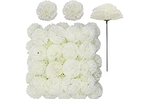 50 Pack Artificial Silk White Carnations for DIY Decorations