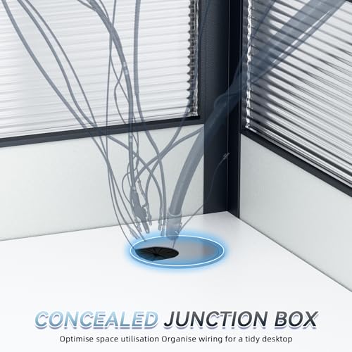 Image of Drexo Office Cubicle Desk, 2 People Cubicle Desk with Mute Privacy Panels, Office Cubicle Workstation Computer Table with Cable, Partitions Desk for Home /Offices Commercial Workspace,Business