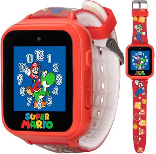 Super Mario Kids Interactive Smartwatch with Camera, Custom Watch Faces – Fits Wrists 5.5'' to 8''