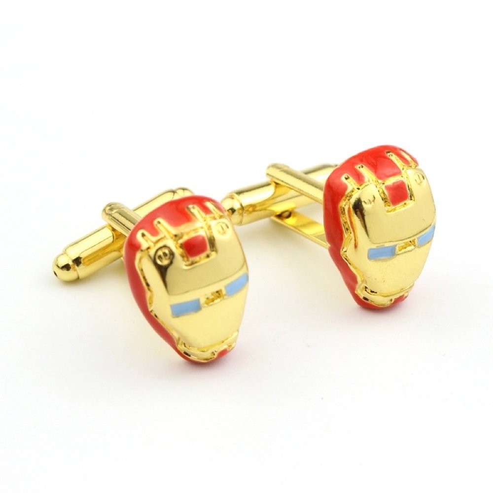 Iron Man Superhero Cufflinks Gold Plated Cufflinks Pair Costume Prop