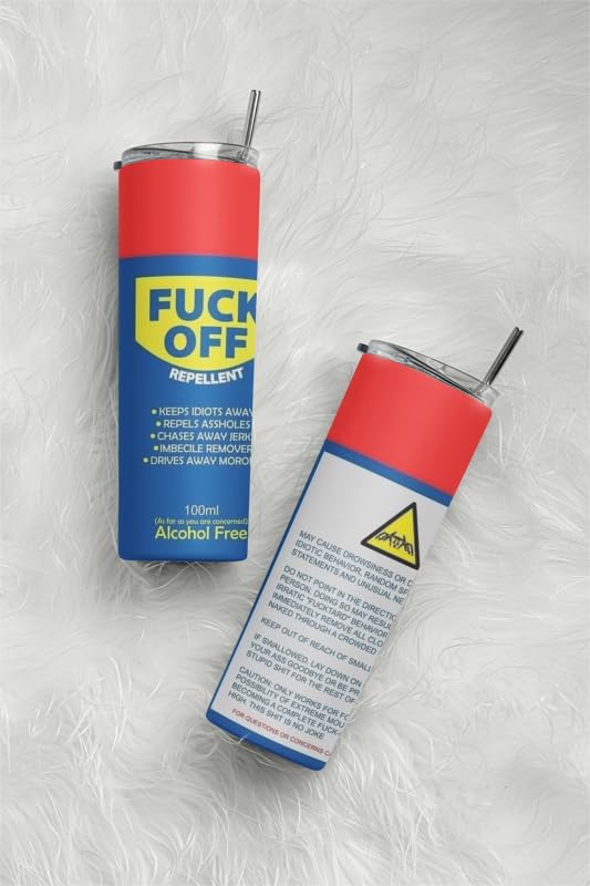 Fuck Off Repellent Insulated Tumbler with Lid and Straw, Reusable Travel Tumbler for Water, Smoothies, and Tea. 20oz Iced Coffee Cup with Lid & Stainless Steel Straw.