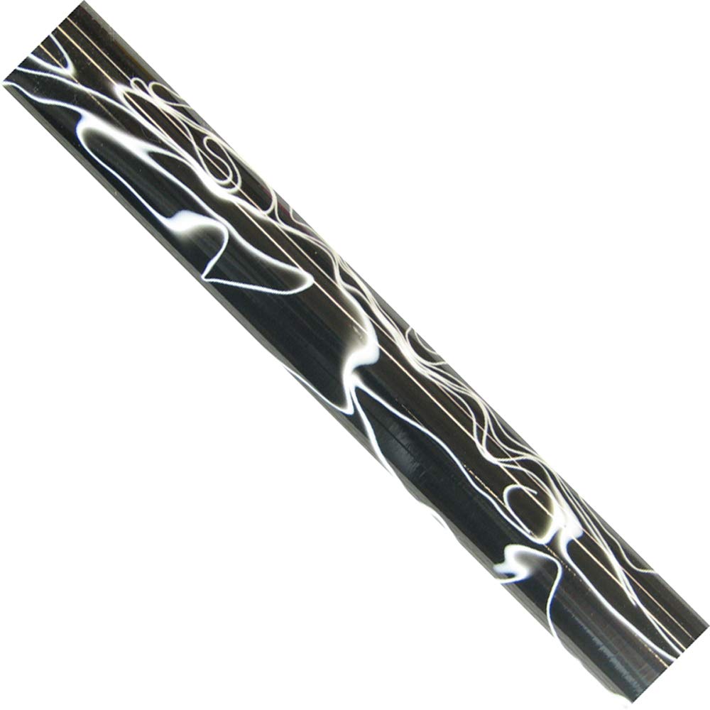Chestnut Products CHARNWOOD Woodturning AR18 Acrylic Pen Blanks Black with White Swirl