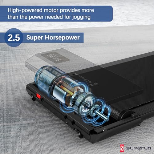 Image of SupeRun 2024 Newest Walking Pad Treadmill, 2.5 HP Under Desk Treadmill, 2 in 1 Portable Treadmill for Home with Remote Control LED Display, 300 Ibs Weight Capacity