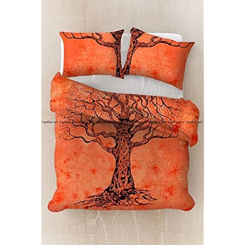 Sophia-Art Orange Tree of Life Duvet Cover Cover