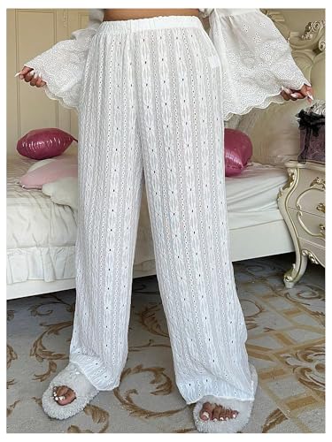 MakeMeChic Women's Plus Size Wide Leg Pants Elastic Waist Straight Summer Trousers2