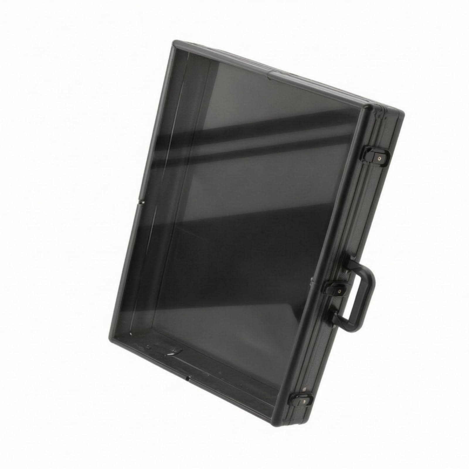 Aluminium Aufbewahrungskoffer Aufbewahrungsbox Transportkoffer Vitrinenkoffer mit Sichtfenster chließbar Eva Gepolstert für Musterpräsentation Messen , 83 X 56 X 7.5 cm , Schwarz