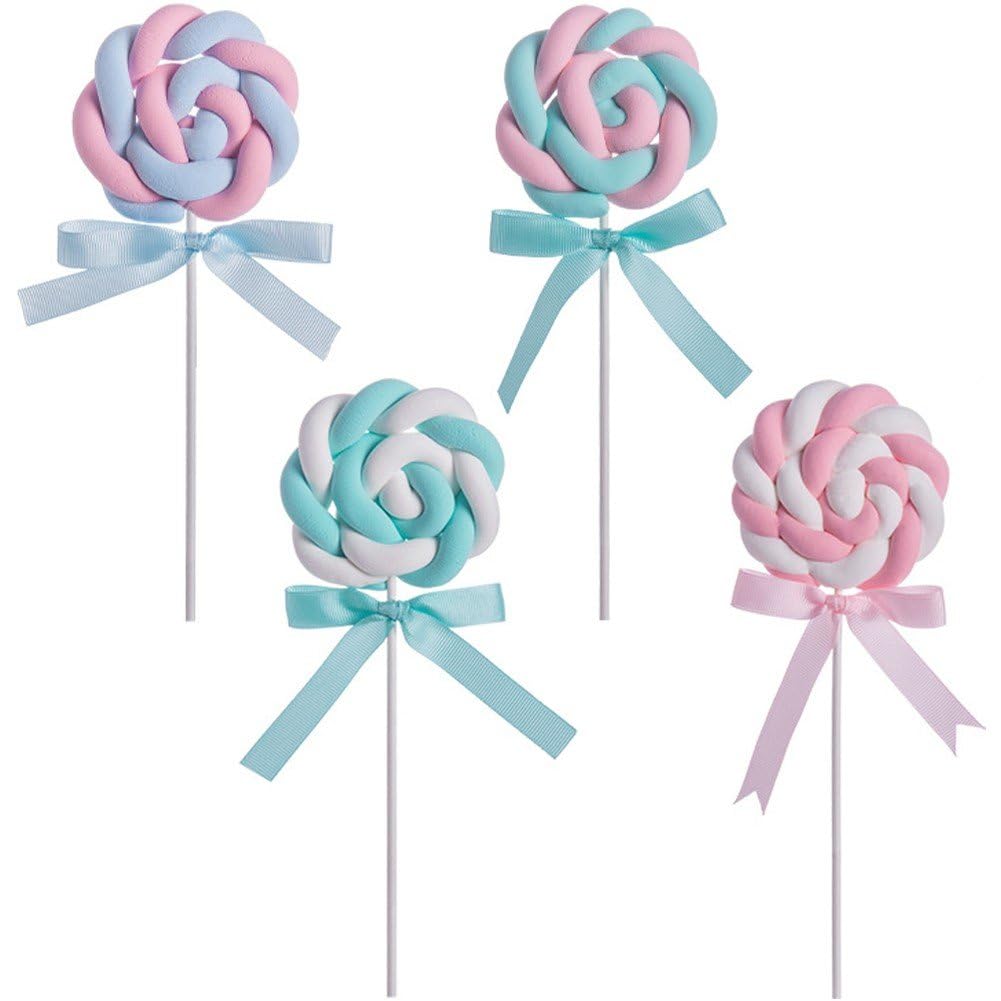 4 Fausses Sucettes Géantes pour Décoration de Table à Dessert