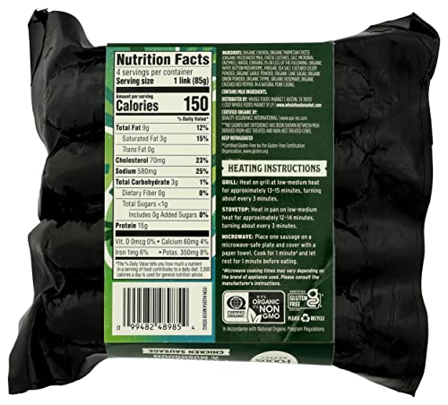 Whole Foods Market, Chicken Sausage Mushroom Parmesan Organic Step 3, 12 Ounce #TOP1