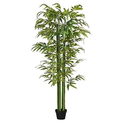 HOMCOM Árbol de Bambú Artificial en Maceta 180 cm Planta Falsa para Interiores y Exteriores para Decoración de Salón Oficina Hogar Ø17x180 cm Verde