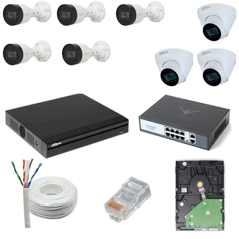 DAHUA 2MP CCTV IP Camera Full Set, 5 Bullet, 3 Dome, 8 Channel NVR, 8 Port JK Vision POE, 2TB Hard Disk, Cat6 Cable (100 Meter), 16 RJ45 Connector Compatible with J.K.Vision RJ45-image-23