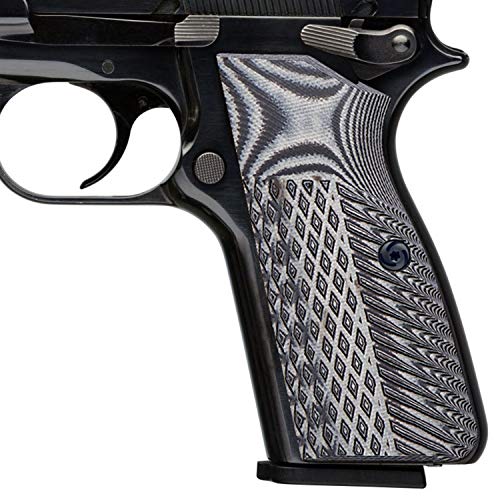 Guuun G10 Grips for Browning Hi Power and Tisas Regent BR9, OPS Eagle Wings Diamond Texture - Grey