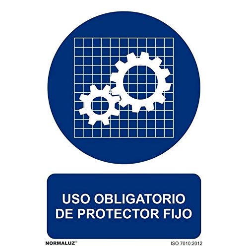 Normaluz Rd20663 - Señal Adhesiva Uso Obligatorio De Protector Fijo Adhesivo De Vinilo 20X30 Cm Con Cte, Ripci