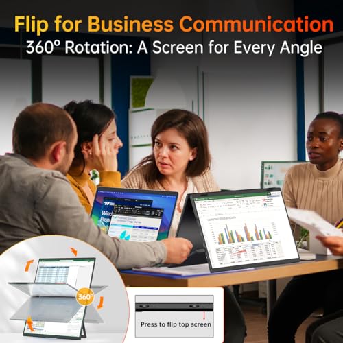 undefined VisionOwl 15.6" Dual Foldable Portable Monitor 1080P, 107% sRGB, ΔE<2, USB-C, HDMI, Stacked Screen Extender, DisplayLink Compatible, Built-in Kickstand, VESA Holes for Laptop PC Mac Windows の商品画像 5