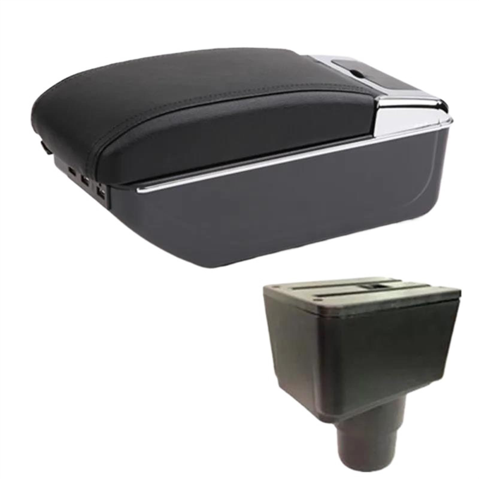 DYDGUTUFB For FORD For EcoSport 2018-2023 Car Armrest Box Center Storage Box Interior Retrofit Accessories (D2 black line 7USB)