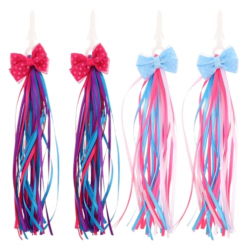Veemoon 4pcs Bike Handlebar Streamers: Colorful Kids Bike Tassel Ribbon - Tassels for Scooter and Bicycle - Vibrant Ribbon Decorations for Boys Girls