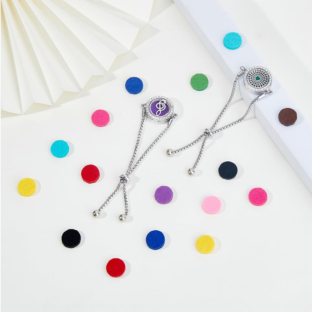 Hobbspring 2 braccialetti in acciaio inox 316 con olio essenziale, 24,4 cm, diffusore di profumo, bracciale regolabile con 20 cuscinetti di ricambio