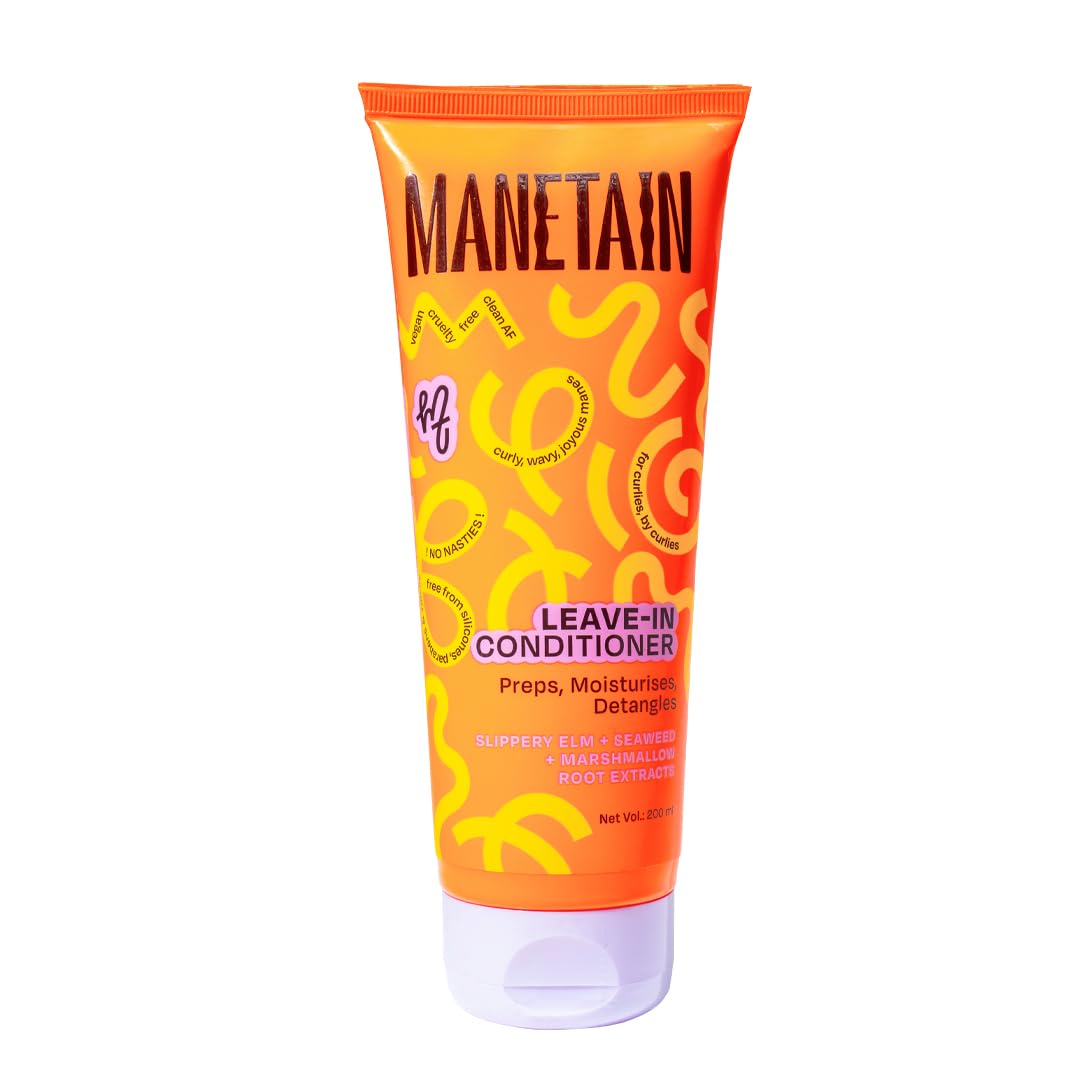 MANETAIN Leave-in Conditioner for Curly Hair 200ml | Lightweight, Moisturizing & Curl-Enhancing | Frizz Control with Slippery Elm, Seaweed & Marshmallow Root Extracts | Hydrated, Defined, & Shiny Curls |