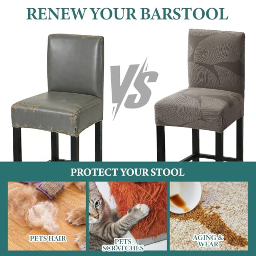 Image of HAOYONG Bar Stool Covers, Stretch Counter Stool Pub Chair Slipcover Washable Counter Height Chair Covers for Kitchen Dining Room Cafe Set of 2 (Coffee)