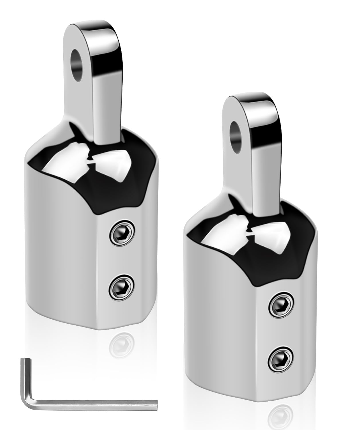 HZSIFU Bimini Top Cap Fittings Eye End Caps Stainless Steel 316 External Round Tubing Boat Canopy Hardware Pop Metal Cap with L Shape Hex Key