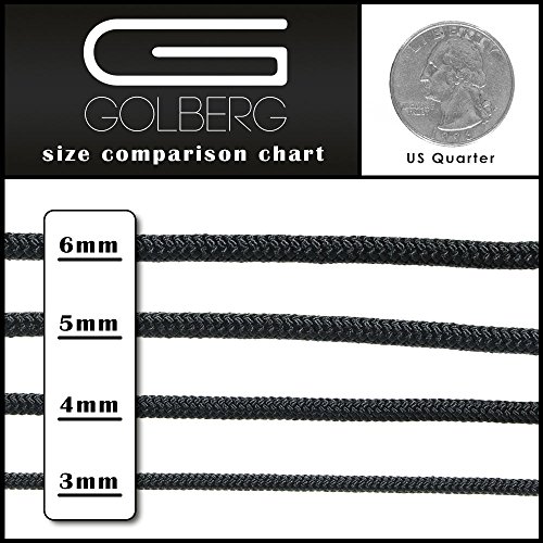 Golberg Premium Polyester Accessory Cord - Usa Made Smooth Braid Minimal Stretch Rope - (25 Feet X 3Mm, Black) #TOP5
