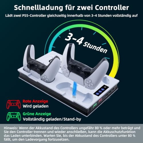 PS5 Kühler Standfuß mit Controller Ladestation für PS5 Pro/Slim/UHD – Ansicht 3