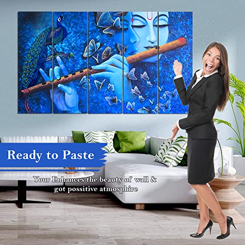 Image of Spacter art Radha Krishna Wall Painting for Living Room Big Size - Radha Krishna Painting Wall Decor for Bedroom, Office, Peaceful Digital Painting Wooden Framed for Gifting (30x60 inch) SP93