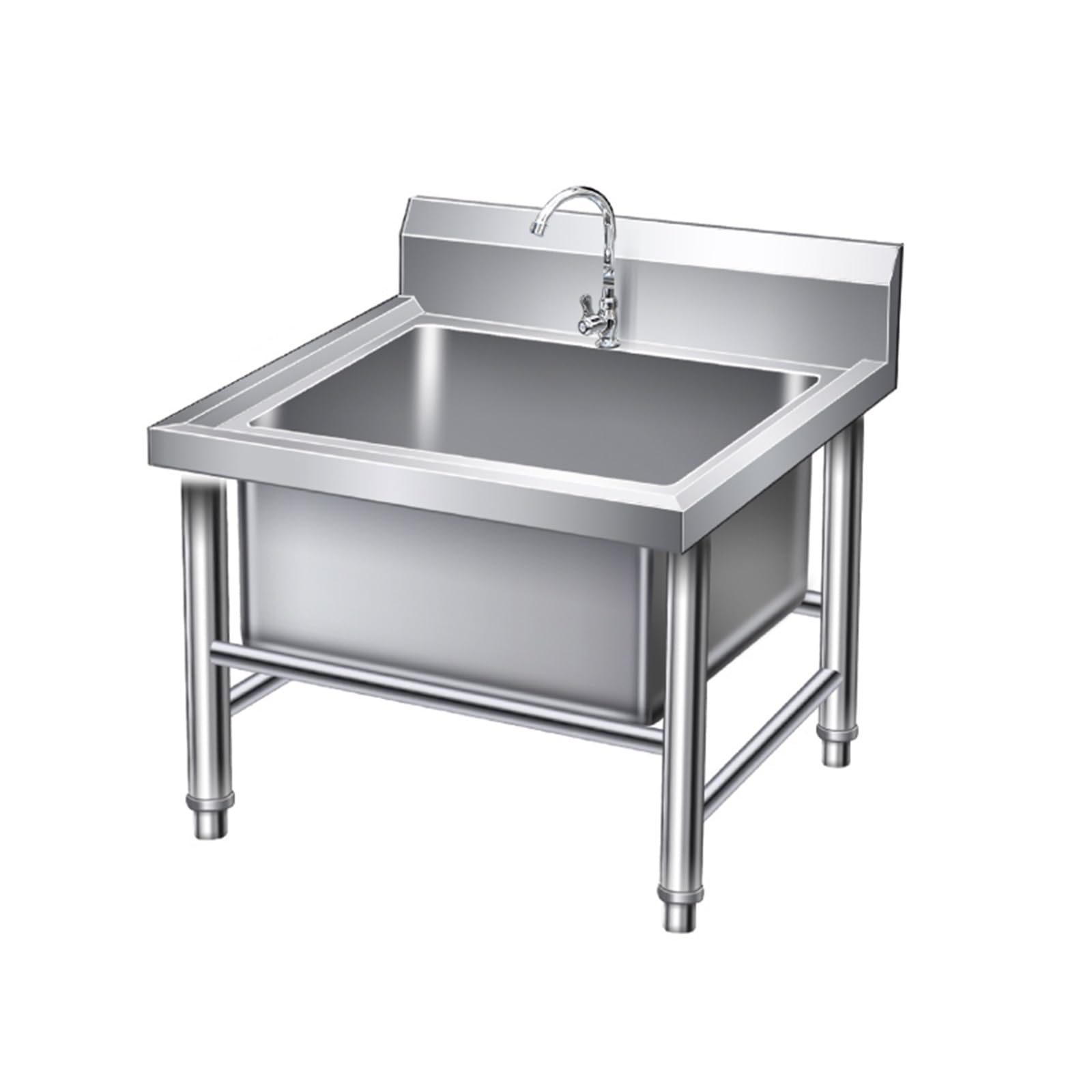 asdchZen Heavy Du Stainless Steel Sink With Fau Freestanding Floor Mount Mop Basin For Commercial Kitchens Restaurants Gas And Basements Slop Sink With Draina,60 * 60 * 55CM/23.6 * 23.6 * 21.6IN