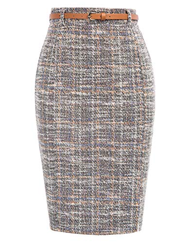 Kate Kasin Women's High Waist Stretchy Bodycon Office Midi Pencil Skirt