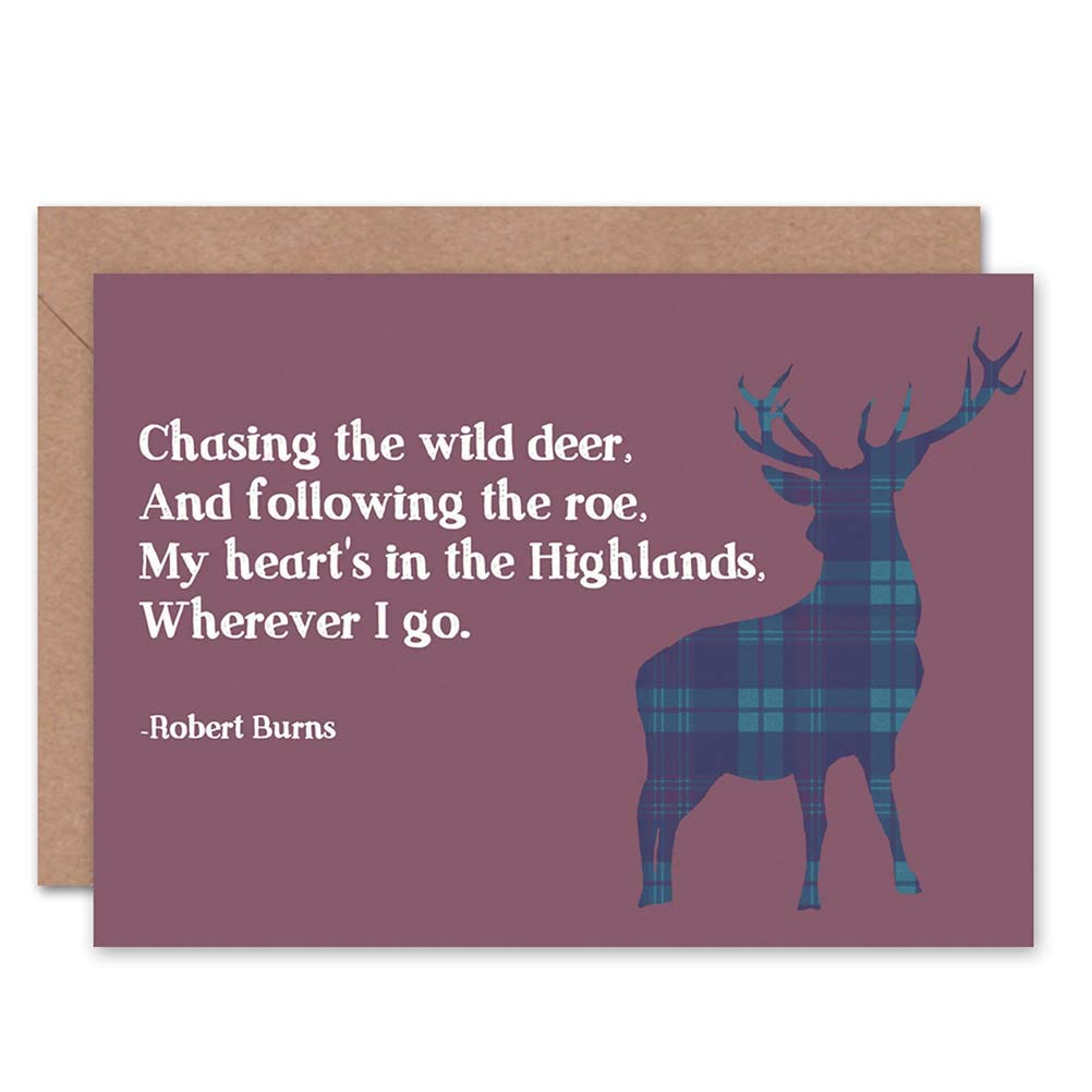 Wee Blue Coo QUOTE ROBERT BURNS POET HEART HIGHLANDS SCOTLAND BLANK GREETINGS CARD