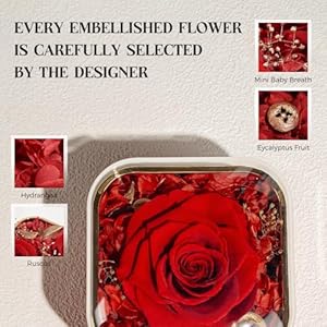 Preserved roses gift jewerlry box real eternal rose flower with necklace gifts for girlfriend mom women wife birthday and mothers day  urban country home decor